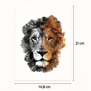 Half tattoo sleeve fiery lion