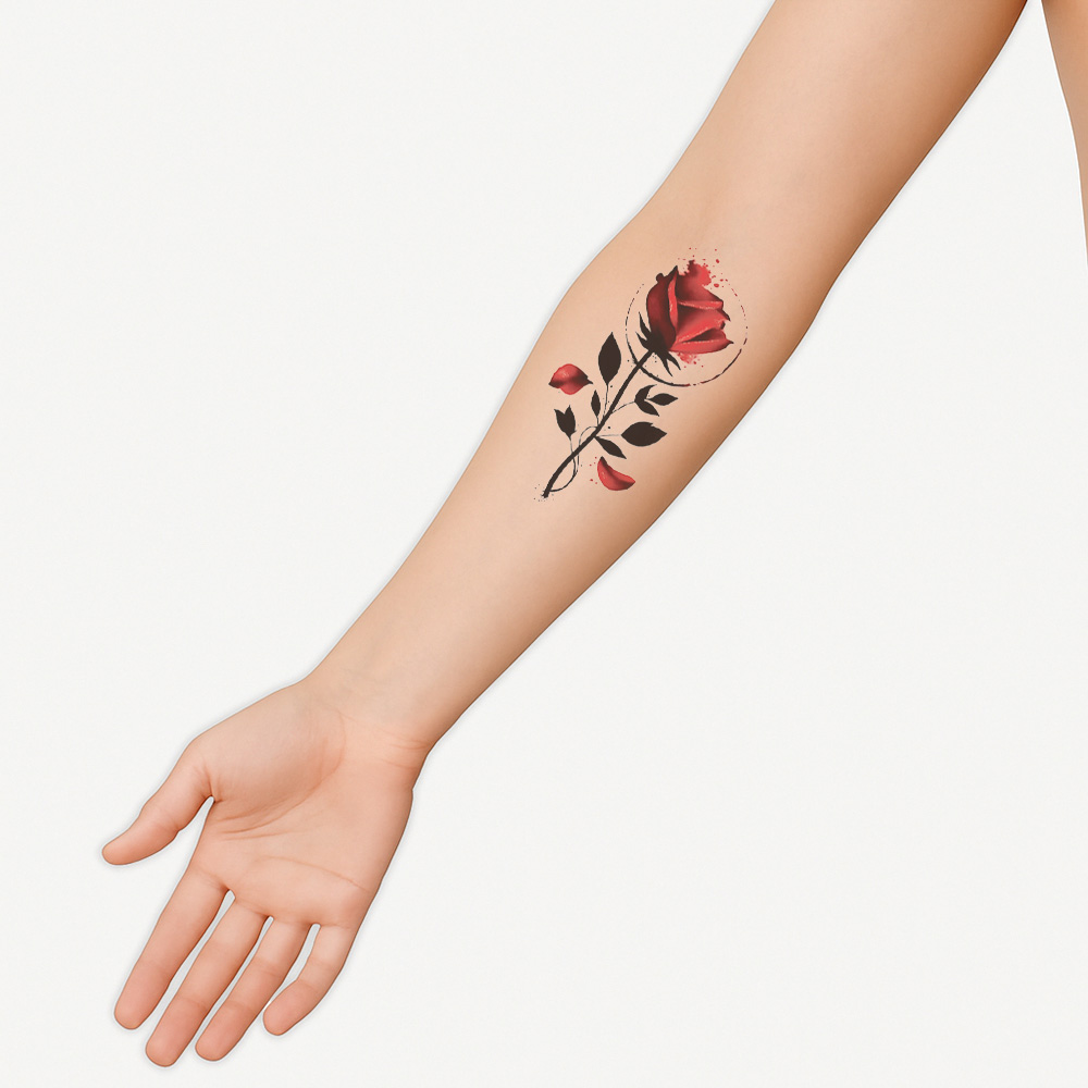 Half tattoo sleeve drained rose - Afbeelding 2
