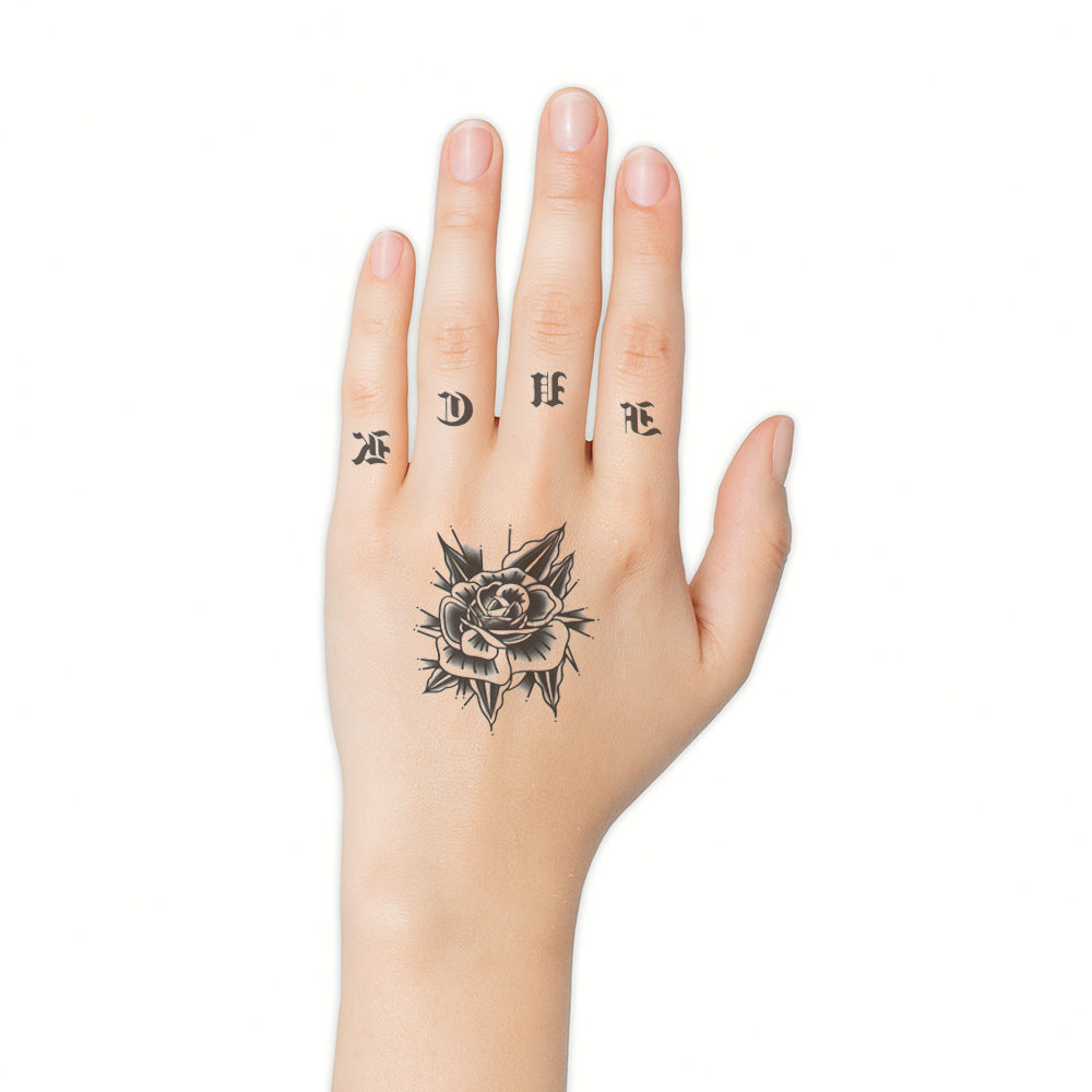Hand/vinger tattoo shade rose - Afbeelding 2