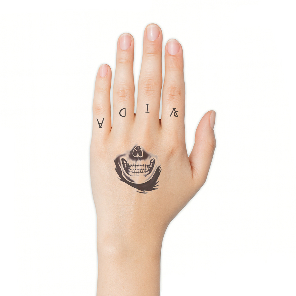 Hand/vinger tattoo crazy smile - Afbeelding 2