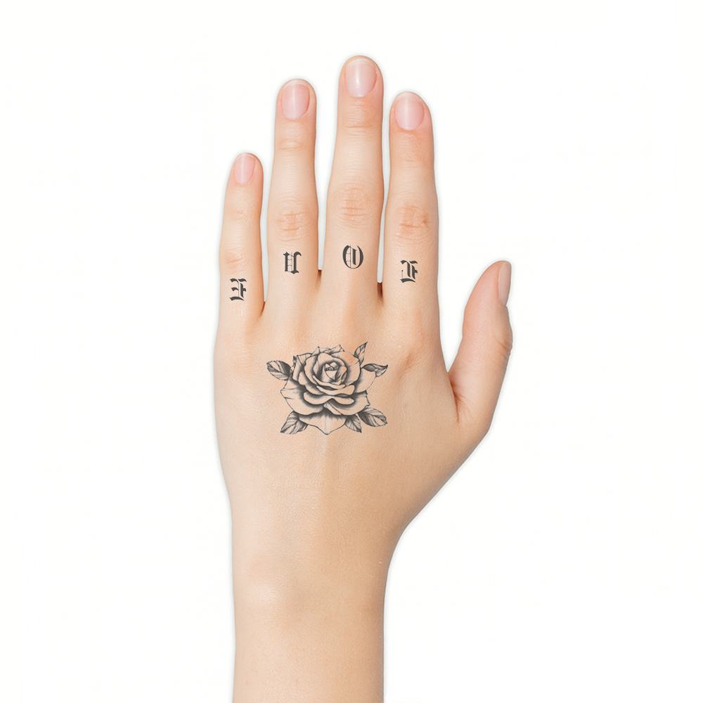 Hand/vinger tattoo classic rose - Afbeelding 2