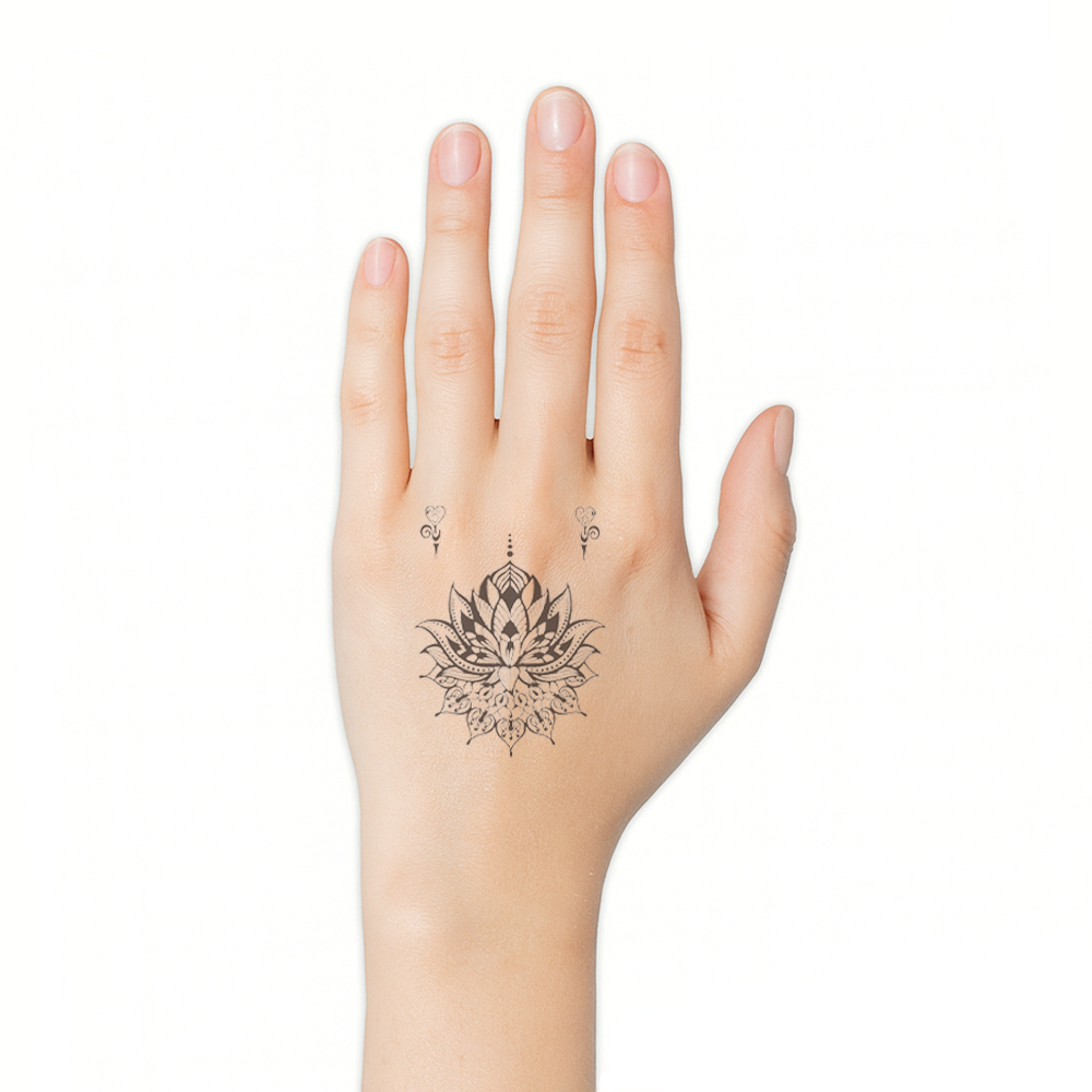 Hand/vinger tattoo mystic flower - Afbeelding 2