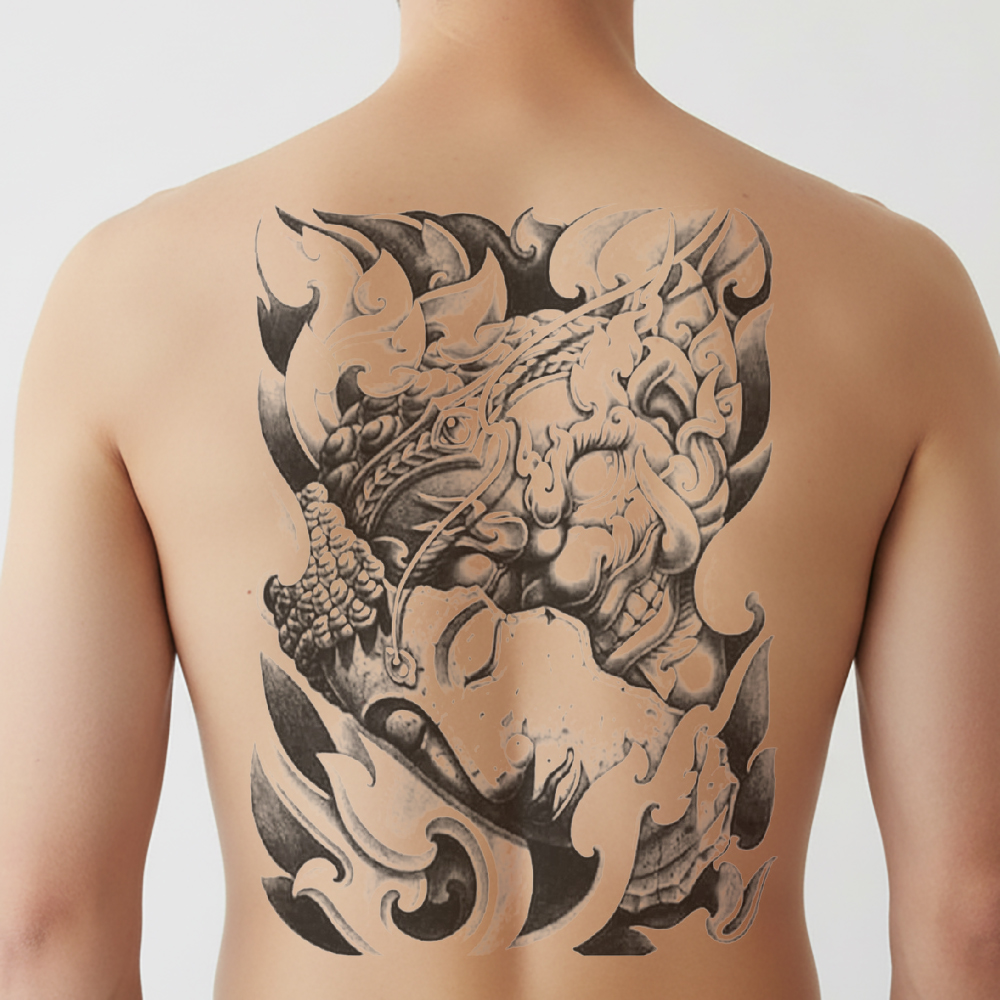 Rug tattoo two faces - Afbeelding 2