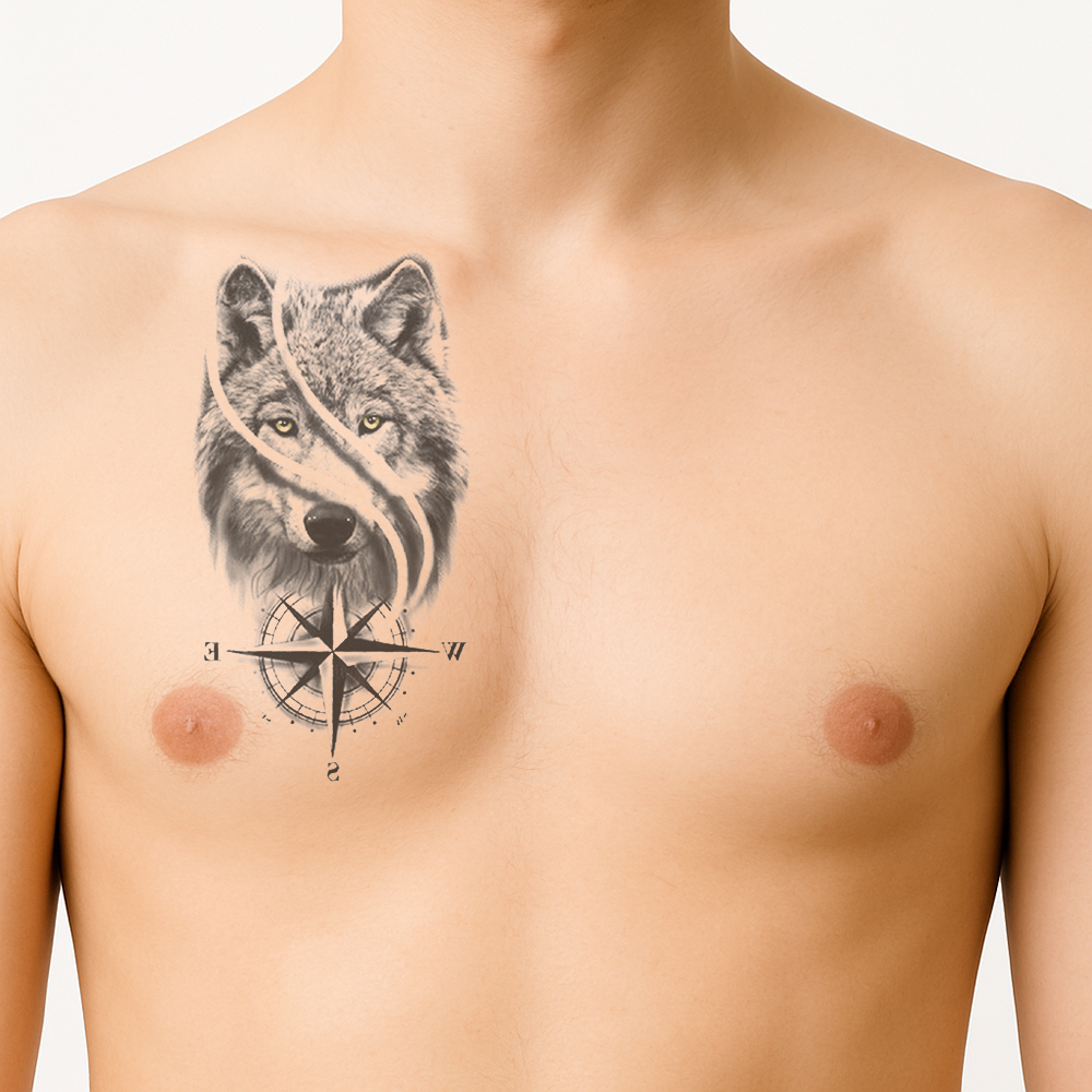 Tattoo green-eyed wolf - Afbeelding 2